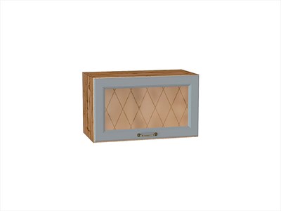 Шкаф верхний горизонтальный остекленный Ницца Дуб Вотан, Графит, 600 В*Ш*Г 358*600*318, фасад МДФ/Стекло  Графит, корпус  Дуб Вотан ms2510VVT_64119