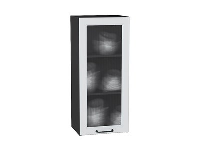Шкаф верхний с 1-ой остекленной дверцей Ницца Graphite, Blanco, 920, 400, Кризет В*Ш*Г 920*400*318, фасад МДФ/Стекло  Blanco, корпус  Graphite ms2510VVT_44229