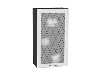 Шкаф верхний с 1-ой остекленной дверцей Ницца Graphite, Белый, 920, 500 В*Ш*Г 920*500*318, фасад МДФ/Стекло  Белый, корпус  Graphite ms2510VVT_54672