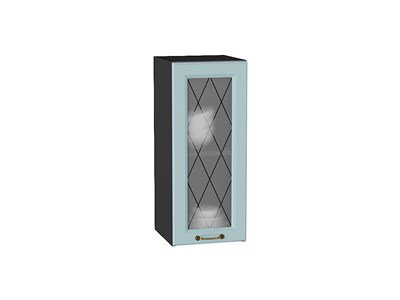 Шкаф верхний с 1-ой остекленной дверцей Ницца Graphite, Голубой, 720, 300 В*Ш*Г 716*300*318, фасад МДФ/Стекло  Голубой, корпус  Graphite ms2510VVT_54691