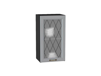 Шкаф верхний с 1-ой остекленной дверцей Ницца Graphite, Графит, 720, 400 В*Ш*Г 716*400*318, фасад МДФ/Стекло  Графит, корпус  Graphite ms2510VVT_54704