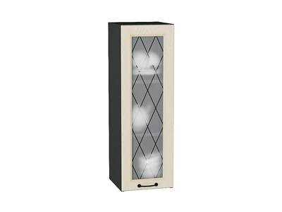 Шкаф верхний с 1-ой остекленной дверцей Ницца Graphite, Дуб крем, 920, 300 В*Ш*Г 920*300*318, фасад МДФ/Стекло  Дуб крем, корпус  Graphite ms2510VVT_44222