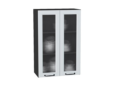 Шкаф верхний с 2-мя остекленными дверцами Ницца Graphite, Blanco, 920, 600, Кризет В*Ш*Г 920*600*318, фасад МДФ/Стекло  Blanco, корпус  Graphite ms2510VVT_44333