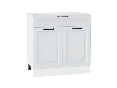 Шкаф нижний с 2-мя дверцами и ящиком Ницца Белый, Blanco, 800 В*Ш*Г 816*800*478, фасад МДФ  Blanco, корпус  Белый ms2510VVT_56546