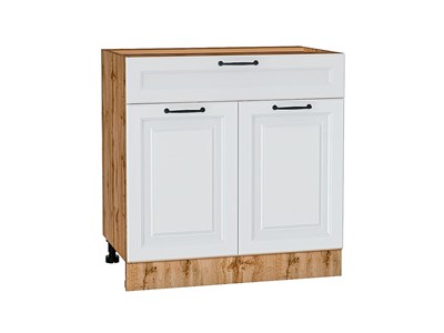 Шкаф нижний с 2-мя дверцами и ящиком Ницца Дуб Вотан, Blanco, 800 В*Ш*Г 816*800*478, фасад МДФ  Blanco, корпус  Дуб Вотан ms2510VVT_64456