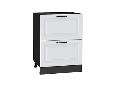 Шкаф нижний с 2-мя ящиками Ницца Graphite, Blanco В*Ш*Г 816*600*478, фасад МДФ  Blanco, корпус  Graphite ms2510VVT_44619