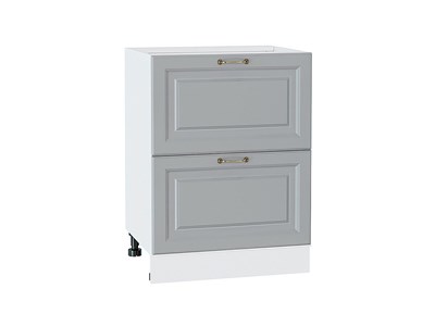Шкаф нижний с 2-мя ящиками Ницца Белый, Графит В*Ш*Г 816*600*478, фасад МДФ  Графит, корпус  Белый ms2510VVT_54948