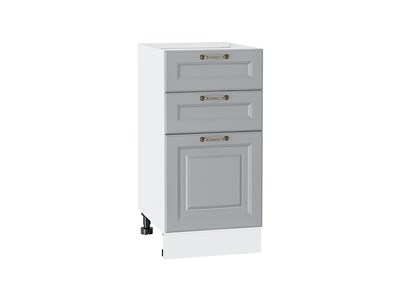 Шкаф нижний с 3-мя ящиками Ницца Белый, Графит, 400 В*Ш*Г 816*400*478, фасад МДФ  Графит, корпус  Белый ms2510VVT_54981