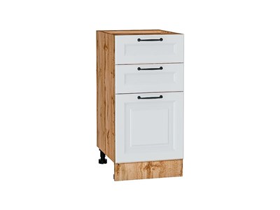 Шкаф нижний с 3-мя ящиками Ницца Дуб Вотан, Blanco, 400 В*Ш*Г 816*400*478, фасад МДФ  Blanco, корпус  Дуб Вотан ms2510VVT_64505