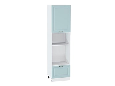 Шкаф пенал с 1-ой дверцей и ящиком под технику Ницца Белый, Голубой, 2340 В*Ш*Г 2336*600*574, фасад МДФ  Голубой, корпус  Белый ms2510VVT_55047