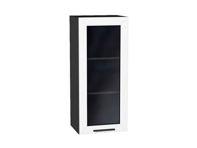 Шкаф верхний с 1-ой остекленной дверцей Глетчер Graphite, Айленд Силк, 920, 400 В*Ш*Г 920*400*318, фасад МДФ/Стекло  Айленд Силк, корпус  Graphite ms2510VVT_55929