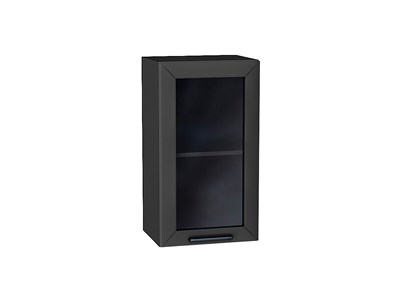 Шкаф верхний с 1-ой остекленной дверцей Глетчер Graphite, Маренго Силк, 720, 400 В*Ш*Г 716*400*318, фасад МДФ/Стекло  Маренго Силк, корпус  Graphite ms2510VVT_43537