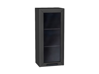 Шкаф верхний с 1-ой остекленной дверцей Глетчер Graphite, Маренго Силк, 920, 400 В*Ш*Г 920*400*318, фасад МДФ/Стекло  Маренго Силк, корпус  Graphite ms2510VVT_43546