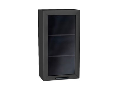 Шкаф верхний с 1-ой остекленной дверцей Глетчер Graphite, Маренго Силк, 920, 500 В*Ш*Г 920*500*318, фасад МДФ/Стекло  Маренго Силк, корпус  Graphite ms2510VVT_43549