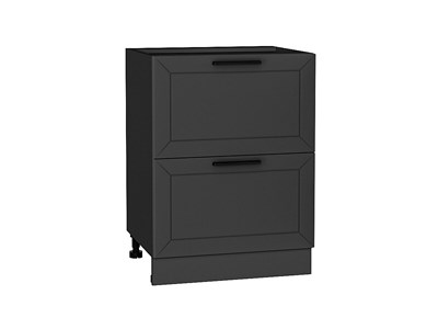 Шкаф нижний с 2-мя ящиками Глетчер Graphite, Маренго Силк В*Ш*Г 816*600*478, фасад МДФ  Маренго Силк, корпус  Graphite ms2510VVT_43660