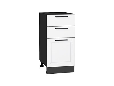 Шкаф нижний с 3-мя ящиками Глетчер Graphite, Айленд Силк, 400 В*Ш*Г 816*400*478, фасад МДФ  Айленд Силк, корпус  Graphite ms2510VVT_55997