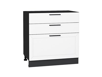 Шкаф нижний с 3-мя ящиками Глетчер Graphite, Айленд Силк, 800 В*Ш*Г 816*800*478, фасад МДФ  Айленд Силк, корпус  Graphite ms2510VVT_56000