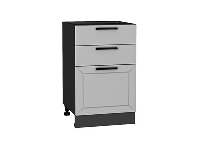 Шкаф нижний с 3-мя ящиками Глетчер Graphite, Гейнсборо Силк, 500 В*Ш*Г 816*500*478, фасад МДФ  Гейнсборо Силк, корпус  Graphite ms2510VVT_43670