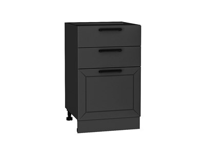 Шкаф нижний с 3-мя ящиками Глетчер Graphite, Маренго Силк, 500 В*Ш*Г 816*500*478, фасад МДФ  Маренго Силк, корпус  Graphite ms2510VVT_43672