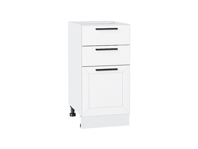Шкаф нижний с 3-мя ящиками Глетчер Белый, Айленд Силк, 400 В*Ш*Г 816*400*478, фасад МДФ  Айленд Силк, корпус  Белый ms2510VVT_55992