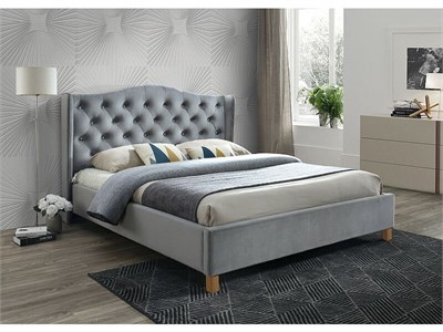 Кровать Signal ASPEN VELVET BLUVEL 14 (серый/дуб) 180/200 ms2601SIGHAL_ASPENV180SZD