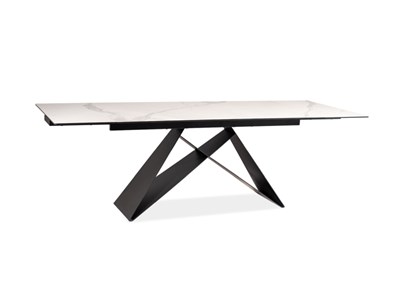 Стол обеденный Signal WESTIN III Ceramic 180 раскладной (белый мрамор/черный мат) ms2601SIGHAL_WESTINIIIBC180