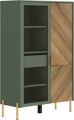 Шкаф-витрина Сиена/Siena REG1W1D/140  Дымчатый зеленый, Дымчатый зеленый/Дуб вотан msk26brw_0324866471