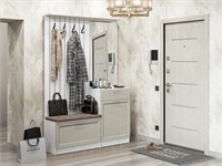 Прихожая  Стиль-02, каркас ЛДСП  Белый, фасад МДФ  Cappuccino Softwood,  2090*1400*380 sppr5VVTtoAR63302