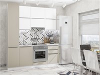 Кухонный гарнитур модульный Фьюжн-06 В*Ш*Г 2340*2000*600, фасад МДФ  Silky White/Silky Grey, корпус  Белый, столешница  Снежный мрамор ms2510VVT_61269