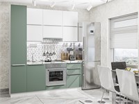 Кухонный гарнитур модульный Фьюжн-06 В*Ш*Г 2340*2000*600, фасад МДФ  Silky White/Silky Mint, корпус  Белый, столешница  Гранит белый ms2510VVT_61271