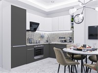 Кухонный гарнитур модульный Фьюжн-04 В*Ш*Г 2140*2500/1800*600, фасад МДФ  Stormy Silk/Silky White, корпус  Белый, столешница  Кварц белый ms2510VVT_79725
