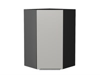 Шкаф верхний угловой Фьюжн Graphite, Silky Light Grey, 920 В*Ш*Г 920*600*600, фасад МДФ  Silky Light Grey, корпус  Graphite ms2510VVT_66634