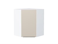 Шкаф верхний угловой Фьюжн Белый, Cream Silk, 720 В*Ш*Г 716*600*600, фасад МДФ  Cream Silk, корпус  Белый ms2510VVT_71909