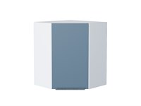 Шкаф верхний угловой Фьюжн Белый, Silky Blue, 720 В*Ш*Г 716*600*600, фасад МДФ  Silky Blue, корпус  Белый ms2510VVT_52091