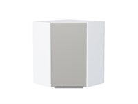 Шкаф верхний угловой Фьюжн Белый, Silky Light Grey, 720 В*Ш*Г 716*600*600, фасад МДФ  Silky Light Grey, корпус  Белый ms2510VVT_66629