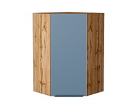 Шкаф верхний угловой Фьюжн Дуб Вотан, Silky Blue, 920 В*Ш*Г 920*600*600, фасад МДФ  Silky Blue, корпус  Дуб Вотан ms2510VVT_60910