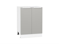 Шкаф нижний с 2-мя дверцами Фьюжн Белый, Silky Light Grey, 600 В*Ш*Г 816*600*480, фасад МДФ  Silky Light Grey, корпус  Белый ms2510VVT_66682