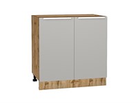 Шкаф нижний с 2-мя дверцами Фьюжн Дуб Вотан, Silky Light Grey, 800 В*Ш*Г 816*800*480, фасад МДФ  Silky Light Grey, корпус  Дуб Вотан ms2510VVT_66685