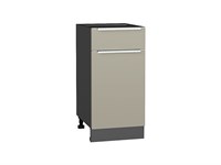 Шкаф нижний с 1-ой дверцей и ящиком Фьюжн Graphite, Silky Grey, 400 В*Ш*Г 816*400*480, фасад МДФ  Silky Grey, корпус  Graphite ms2510VVT_52138