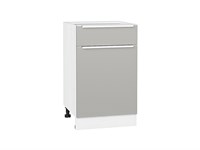 Шкаф нижний с 1-ой дверцей и ящиком Фьюжн Белый, Silky Light Grey, 500 В*Ш*Г 816*500*480, фасад МДФ  Silky Light Grey, корпус  Белый ms2510VVT_66647