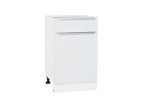Шкаф нижний с 1-ой дверцей и ящиком Фьюжн Белый, Silky White, 500 В*Ш*Г 816*500*480, фасад МДФ  Silky White, корпус  Белый ms2510VVT_52133