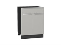 Шкаф нижний с 2-мя дверцами и ящиком Фьюжн Graphite, Silky Light Grey, 600 В*Ш*Г 816*600*480, фасад МДФ  Silky Light Grey, корпус  Graphite ms2510VVT_66680