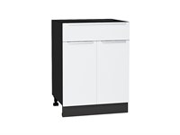 Шкаф нижний с 2-мя дверцами и ящиком Фьюжн Graphite, Silky White, 600 В*Ш*Г 816*600*480, фасад МДФ  Silky White, корпус  Graphite ms2510VVT_52199