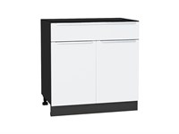 Шкаф нижний с 2-мя дверцами и ящиком Фьюжн Graphite, Silky White, 800 В*Ш*Г 816*800*480, фасад МДФ  Silky White, корпус  Graphite ms2510VVT_56598