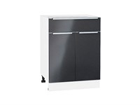 Шкаф нижний с 2-мя дверцами и ящиком Фьюжн Белый, Anthracite, 600 В*Ш*Г 816*600*480, фасад МДФ  Anthracite, корпус  Белый ms2510VVT_36915