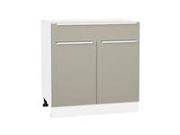 Шкаф нижний с 2-мя дверцами и ящиком Фьюжн Белый, Silky Grey, 800 В*Ш*Г 816*800*480, фасад МДФ  Silky Grey, корпус  Белый ms2510VVT_56601