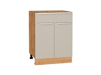 Шкаф нижний с 2-мя дверцами и ящиком Фьюжн Дуб Вотан, Cream Silk, 600 В*Ш*Г 816*600*480, фасад МДФ  Cream Silk, корпус  Дуб Вотан ms2510VVT_71971