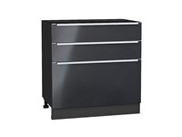 Шкаф нижний с 3-мя ящиками Фьюжн Graphite, Anthracite, 800 В*Ш*Г 816*800*480, фасад МДФ  Anthracite, корпус  Graphite ms2510VVT_36907