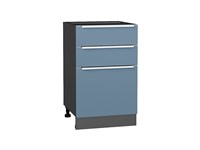Шкаф нижний с 3-мя ящиками Фьюжн Graphite, Silky Blue, 500 В*Ш*Г 816*500*480, фасад МДФ  Silky Blue, корпус  Graphite ms2510VVT_52260
