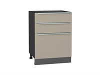 Шкаф нижний с 3-мя ящиками Фьюжн Graphite, Silky Grey, 600 В*Ш*Г 816*600*480, фасад МДФ  Silky Grey, корпус  Graphite ms2510VVT_52245
